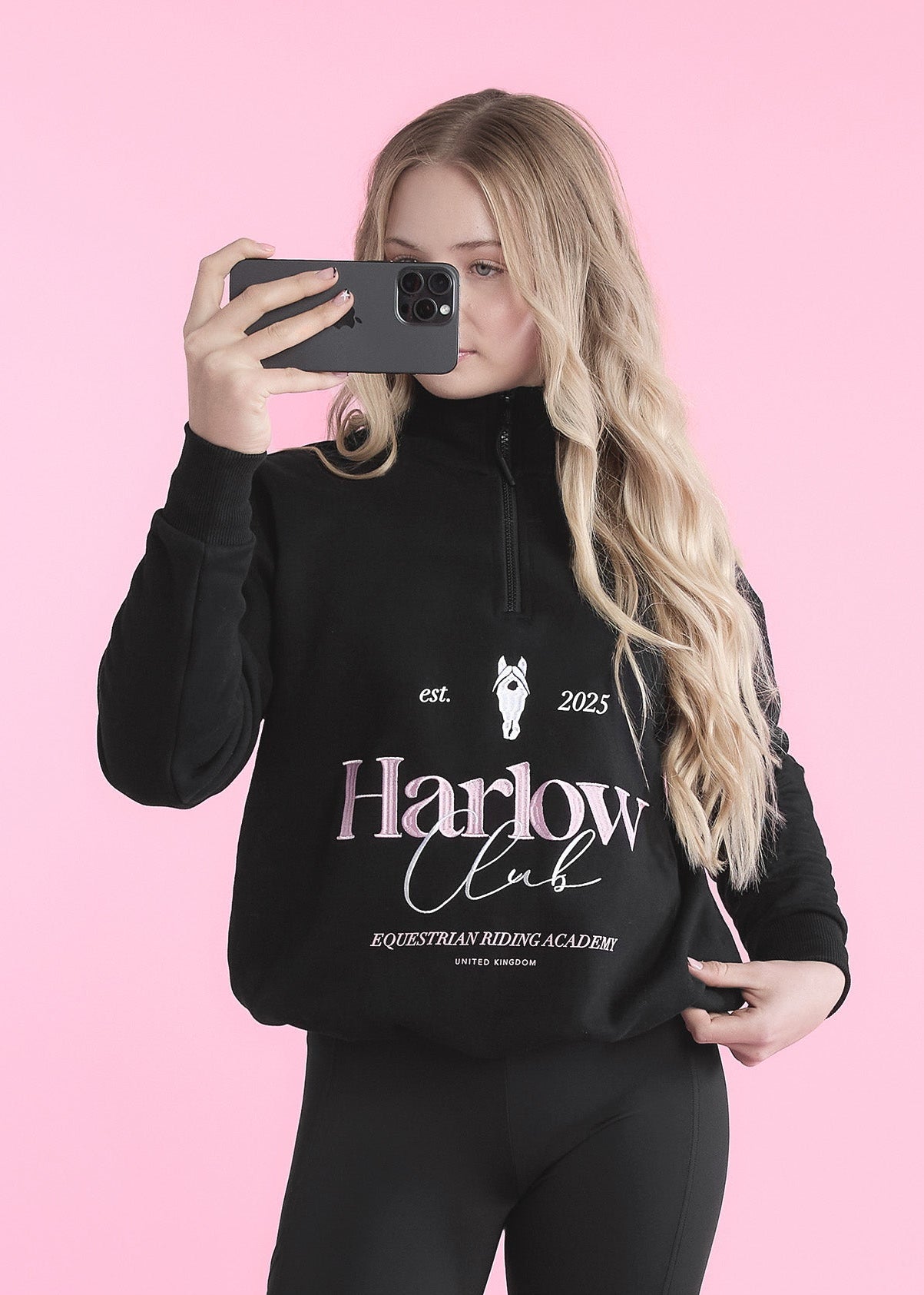 CupNoodle × CLUBHAUS Sweat - Black M The Harlow Club Black Half Zip Sweater