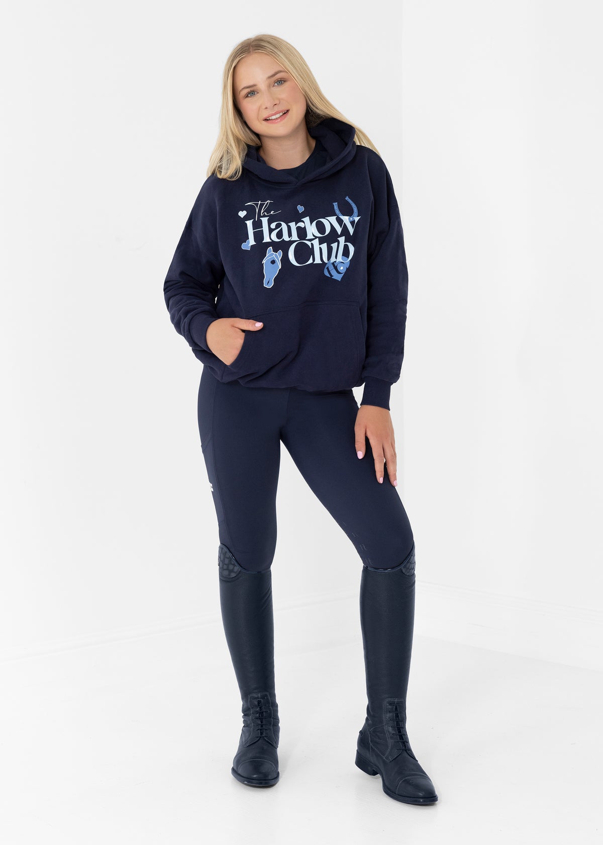 The Harlow Club Eventer Blue Pull On Hoodie