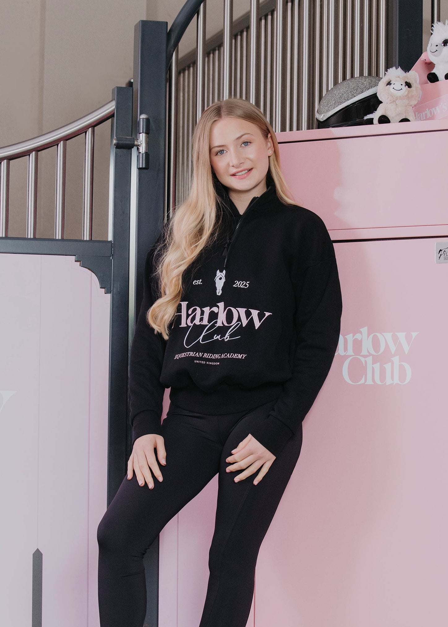 The Harlow Club Black Half Zip Sweater