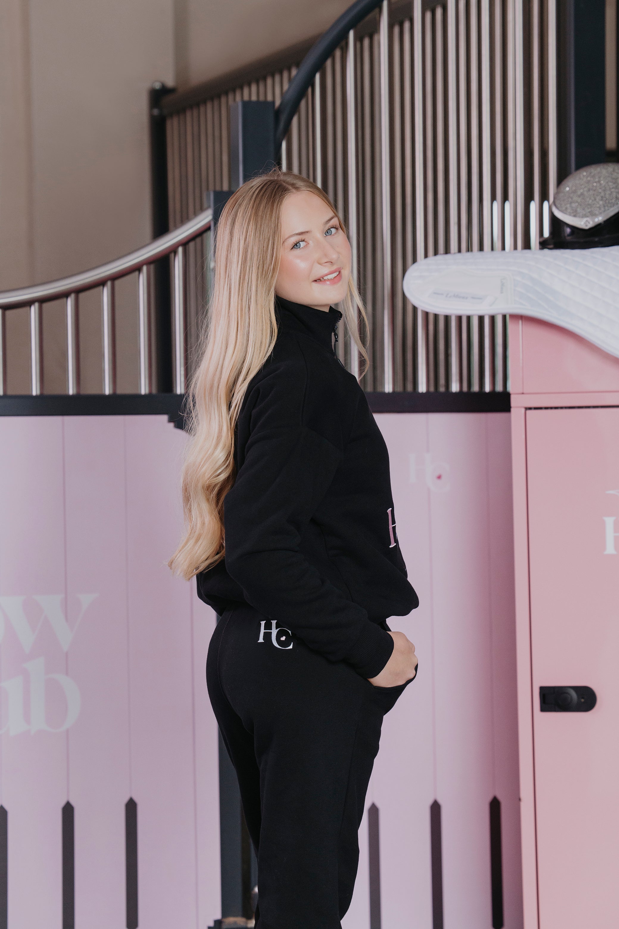 The Harlow Club Black Half Zip Sweater